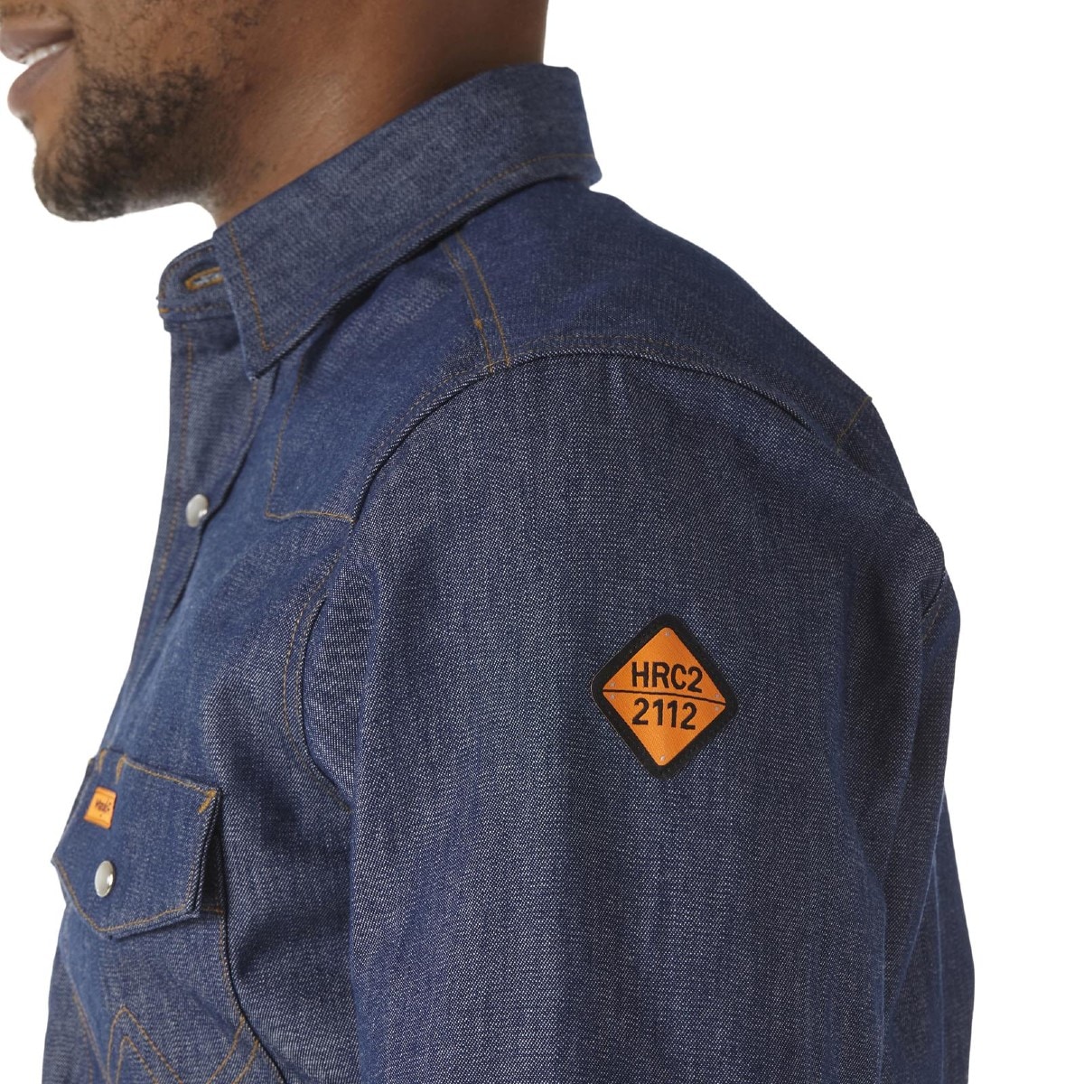 Wrangler FR Long Sleeve Twill Work Shirt in Denim